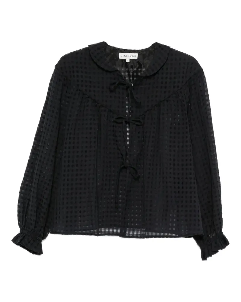 Stine Goya Bluse mit Vichy-Karomuster - Schwarz Schwarz