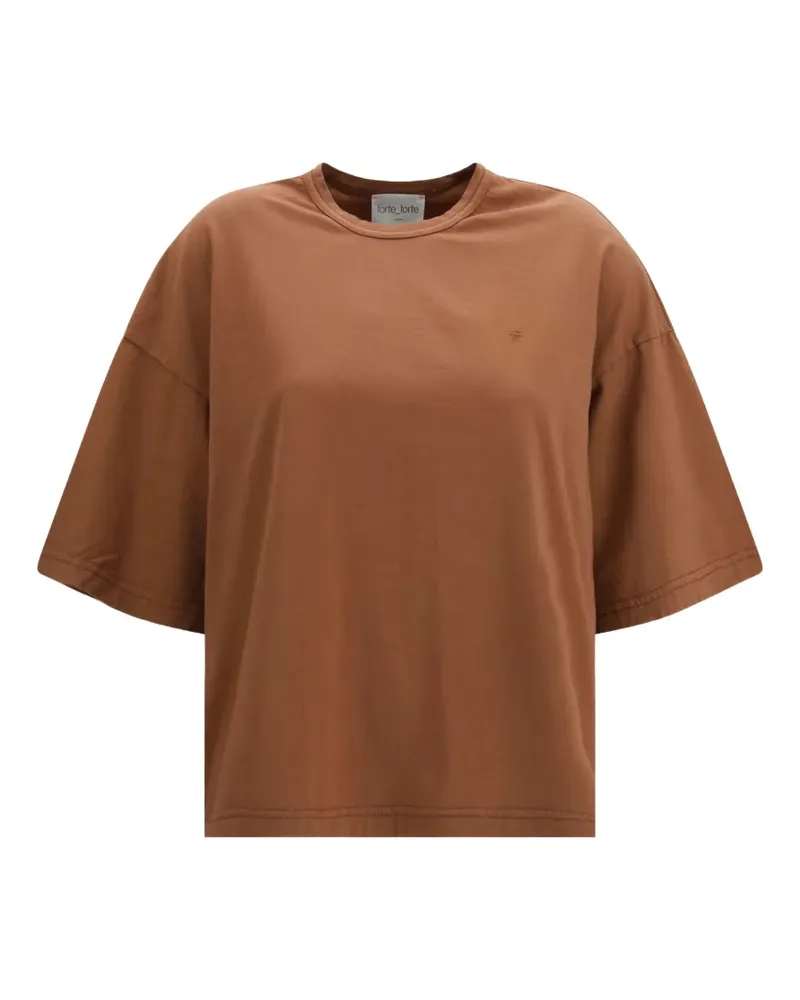 forte_forte oversized embroidered T-shirt - Braun Braun