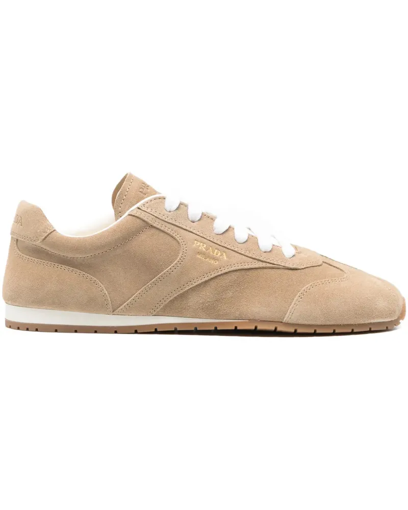 Prada suede lace-up sneakers - Nude Nude