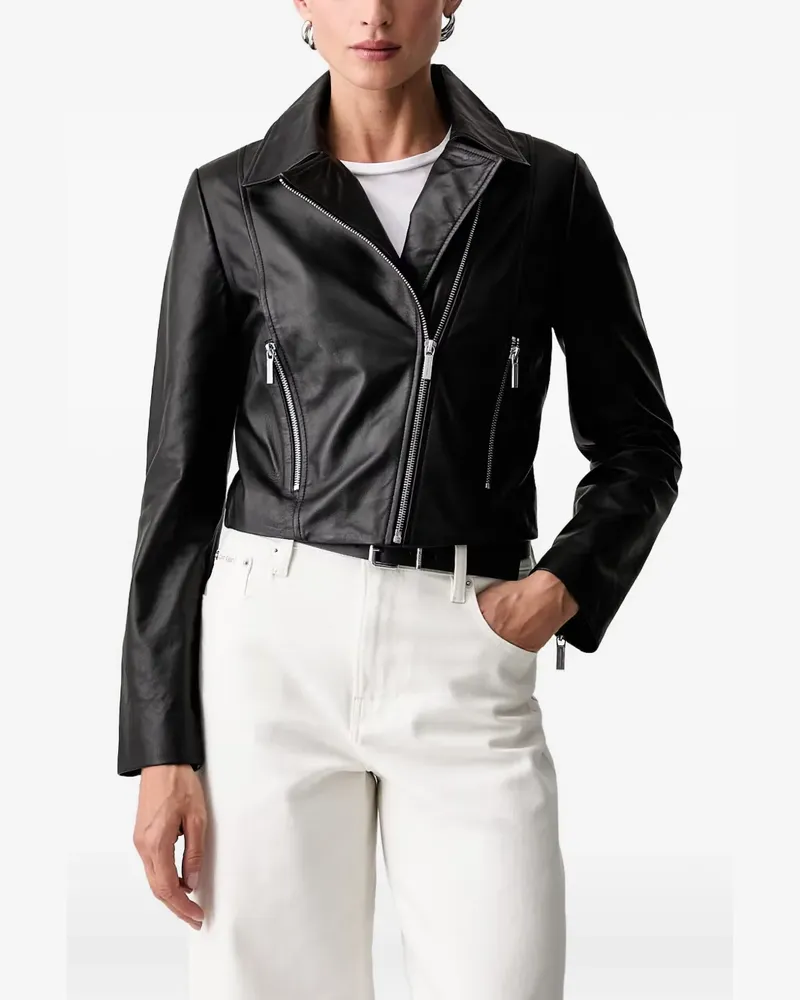 Armani Exchange zip-fastening leather jacket - Schwarz Schwarz