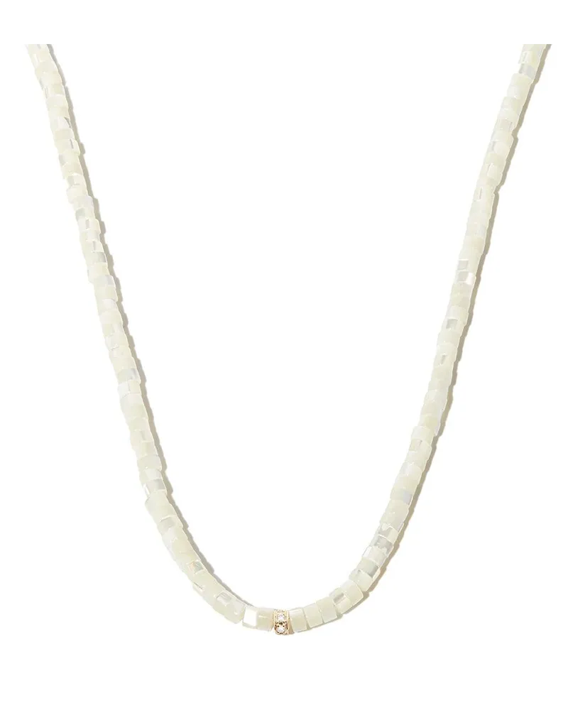 Sydney Evan 14kt Gelbgoldhalskette mit Perlmutt und einem Diamanten Gold