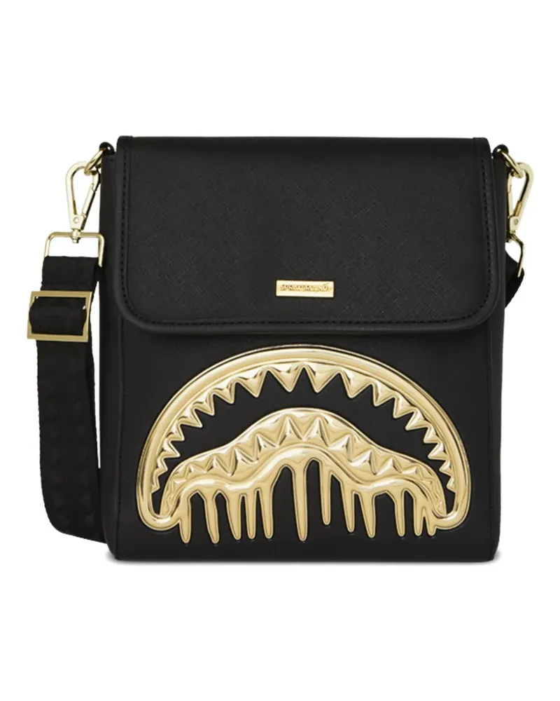 Sprayground Gold and Dangerous shark-detail messenger bag - Schwarz Schwarz