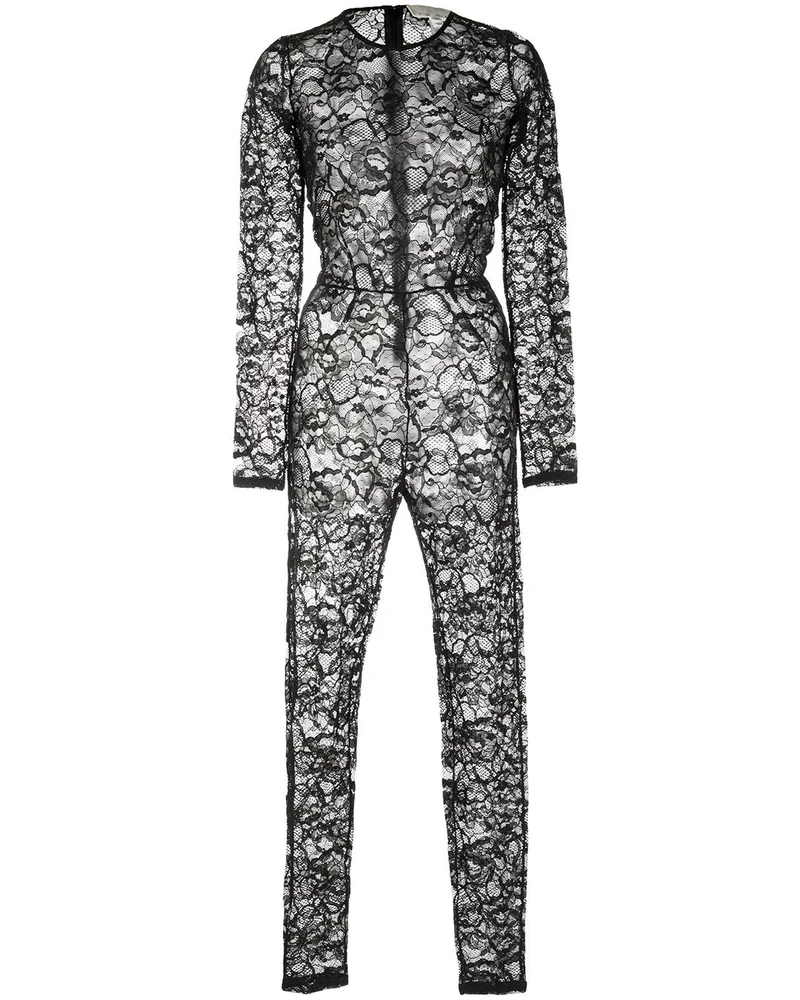 Fleur Du Mal Catsuit aus Spitze - Schwarz Schwarz