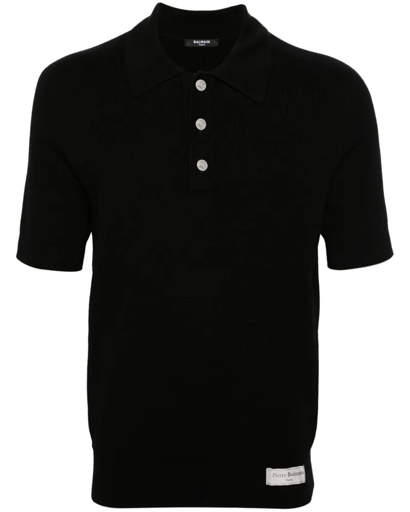 Balmain Poloshirt aus Merinowolle - Schwarz Schwarz
