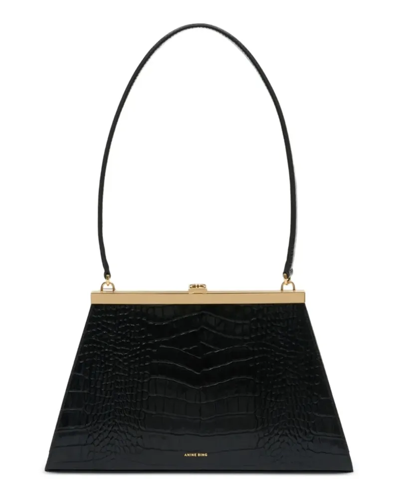 Anine Bing Annie Tasche aus glattem Leder - Schwarz Schwarz