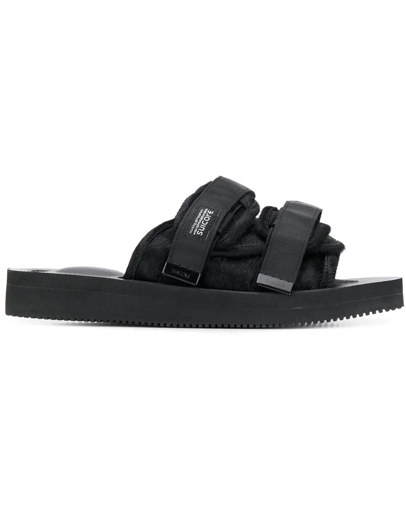 SUICOKE Moto-VHL Sandalen mit Shearling - Schwarz Schwarz