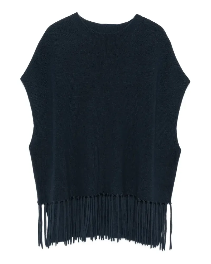 Patrizia Pepe fringed wool poncho - Blau Blau