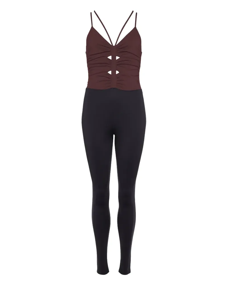 Eres Geraffter Indra Jumpsuit mit überkreuzten Trägern - Braun Braun