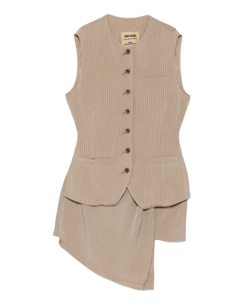 Uma Wang stripe-pattern asymmetric waistcoat - Nude Nude