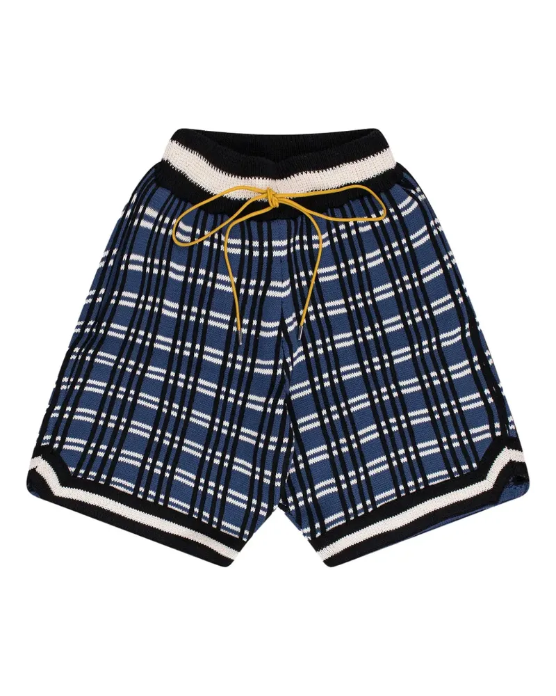 RHUDE Gestrickte Shorts mit Karomuster - Blau Blau
