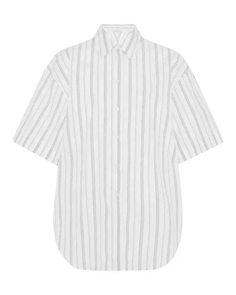 Another Tomorrow striped short-sleeve shirt - Weiß Weiß
