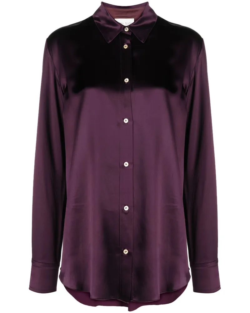 forte_forte Langärmeliges Hemd mit Satin-Finish - Violett Violett