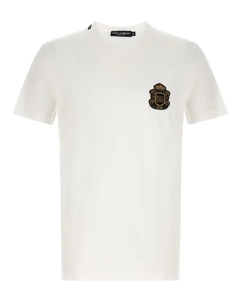 Dolce & Gabbana T-Shirt mit Wappen-Patch - Weiß Weiß