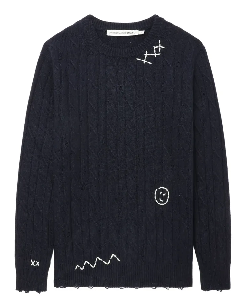 Joshua Sanders Distressed-Pullover mit Zopfmuster - Blau Blau