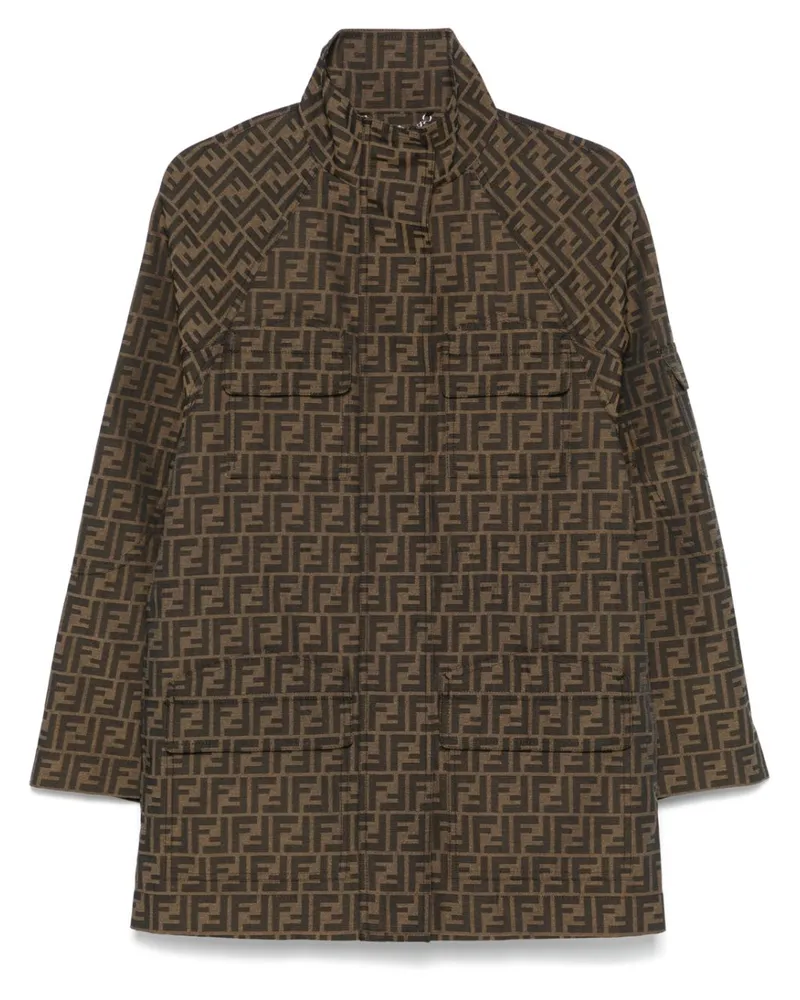Fendi Kurzmantel aus Canvas mit FF - Braun Braun