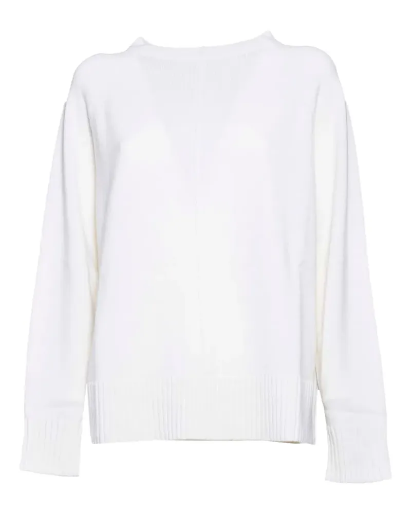 Max Mara Pullover mit geripptem Detail - Weiß Weiß