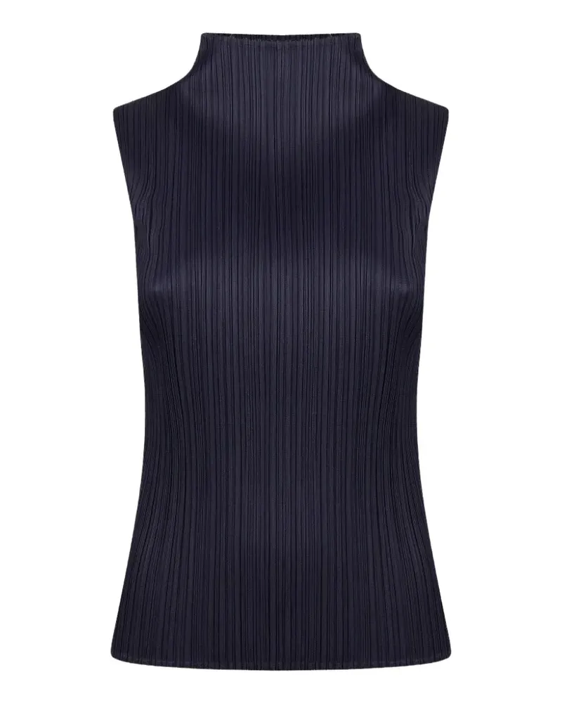 Issey Miyake Pleats Please high-neck top - Blau Blau