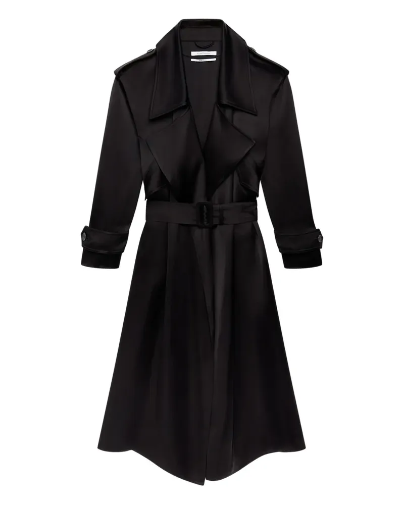 Another Tomorrow Langer Trenchcoat mit Satin-Finish - Schwarz Schwarz