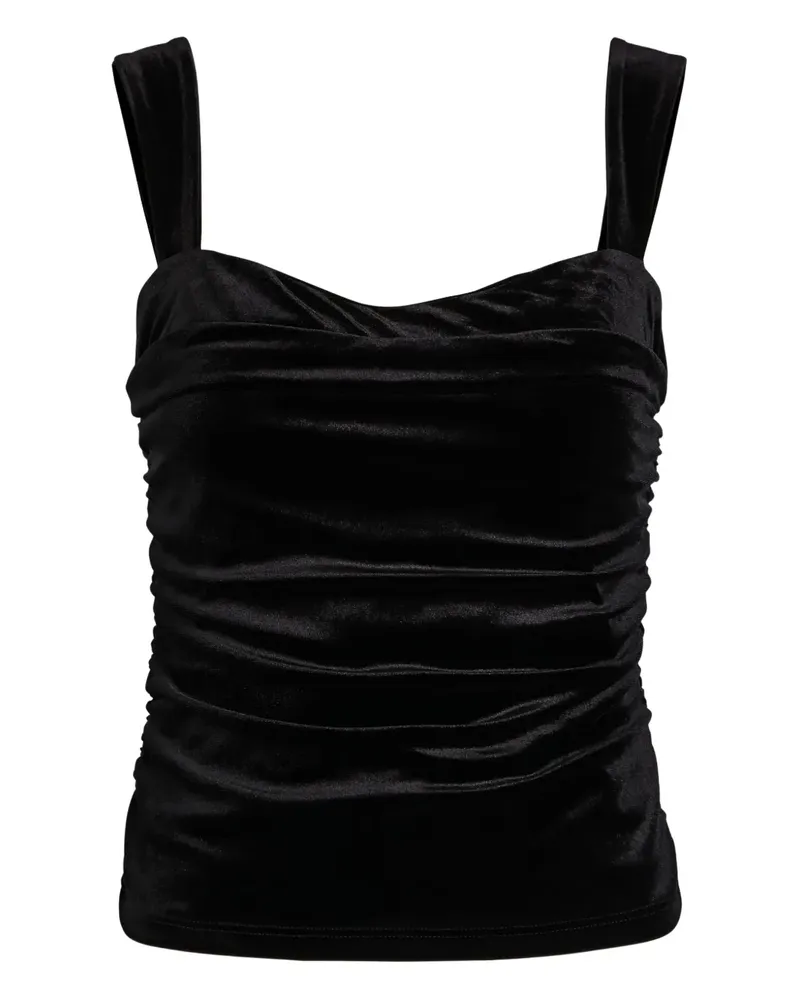 Reformation Trish ruched velvet top - Schwarz Schwarz