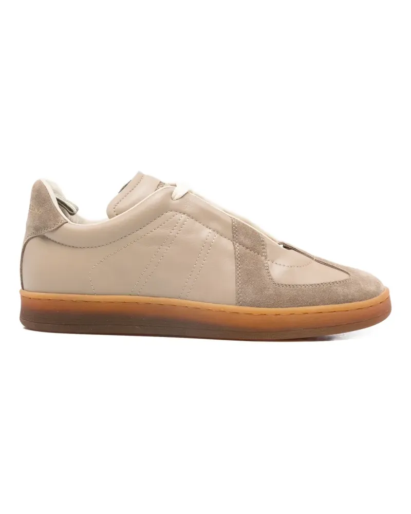Officine Creative Italia Militia suede panelled low-top sneakers - Nude Nude
