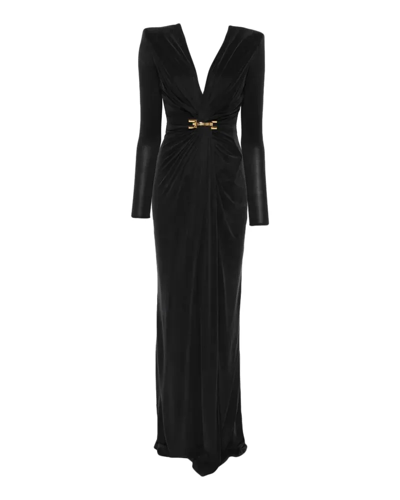 Elisabetta Franchi V-neck long-sleeve maxi dress - Schwarz Schwarz