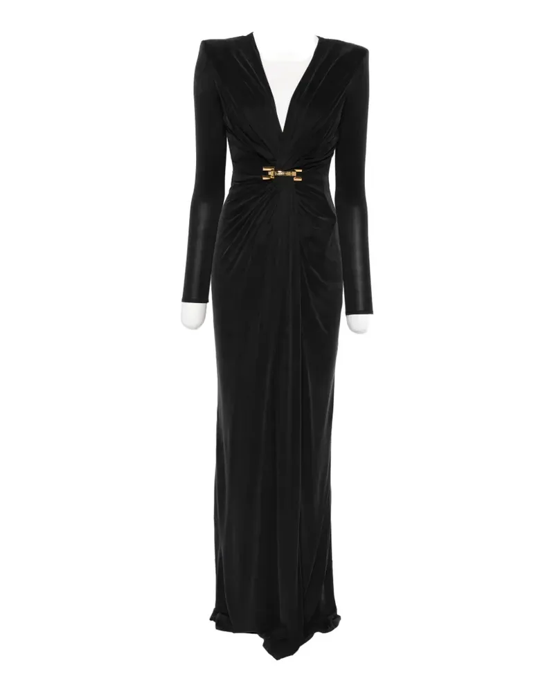Elisabetta Franchi V-neck long-sleeve maxi dress - Schwarz Schwarz