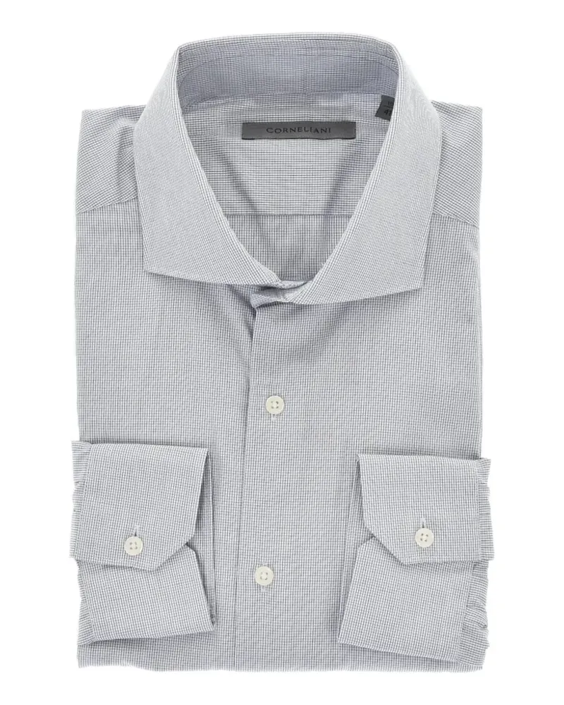 Corneliani mini-check cotton shirt - Blau Blau
