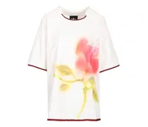 x Wales Bonner T-Shirt mit Blumen-Print - Weiß