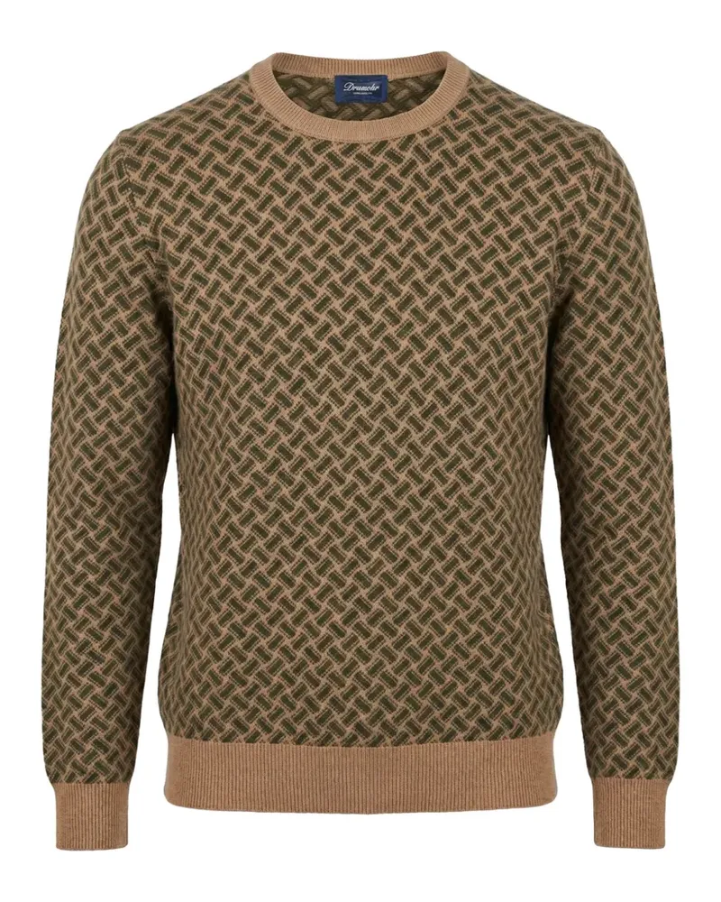 Drumohr  geometric-pattern cashmere sweater - Nude Nude