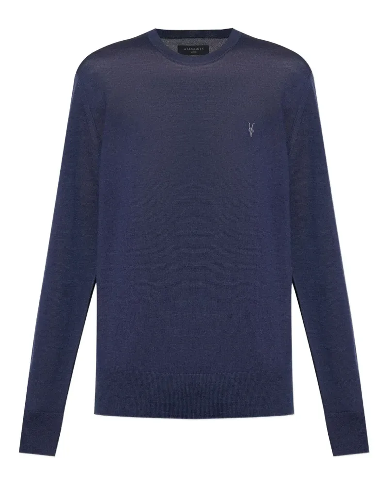 AllSaints Mode T-Shirt mit Logo-Stickerei - Blau Blau