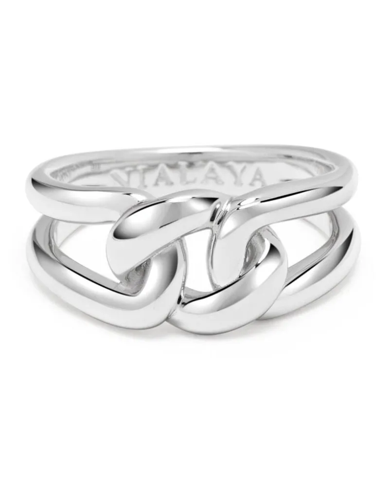 Nialaya Geknoteter Ring mit Logo-Gravur - Silber Silber