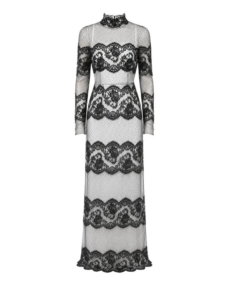 Dolce & Gabbana Polka-Dot-Maxikleid mit Blumenspitze - Weiß Weiß