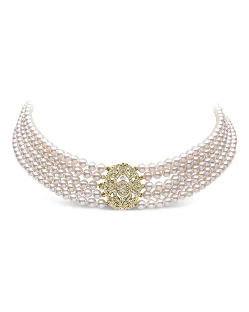 YOKO London Classic diamond and pearl choker - Weiß Weiß