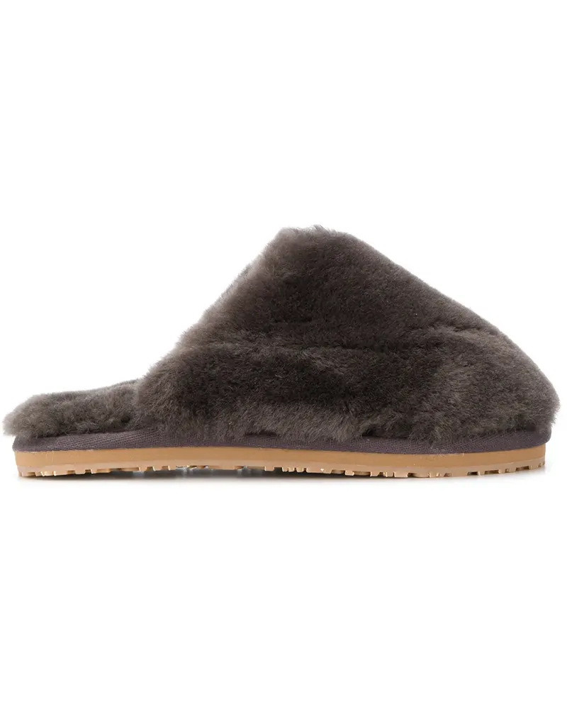 Mou Pantoletten mit Faux Fur - Grau Grau