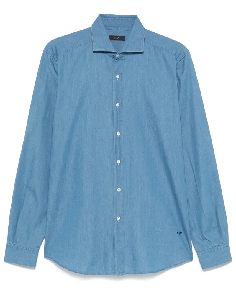 Fay Hemd aus Chambray - Blau Blau