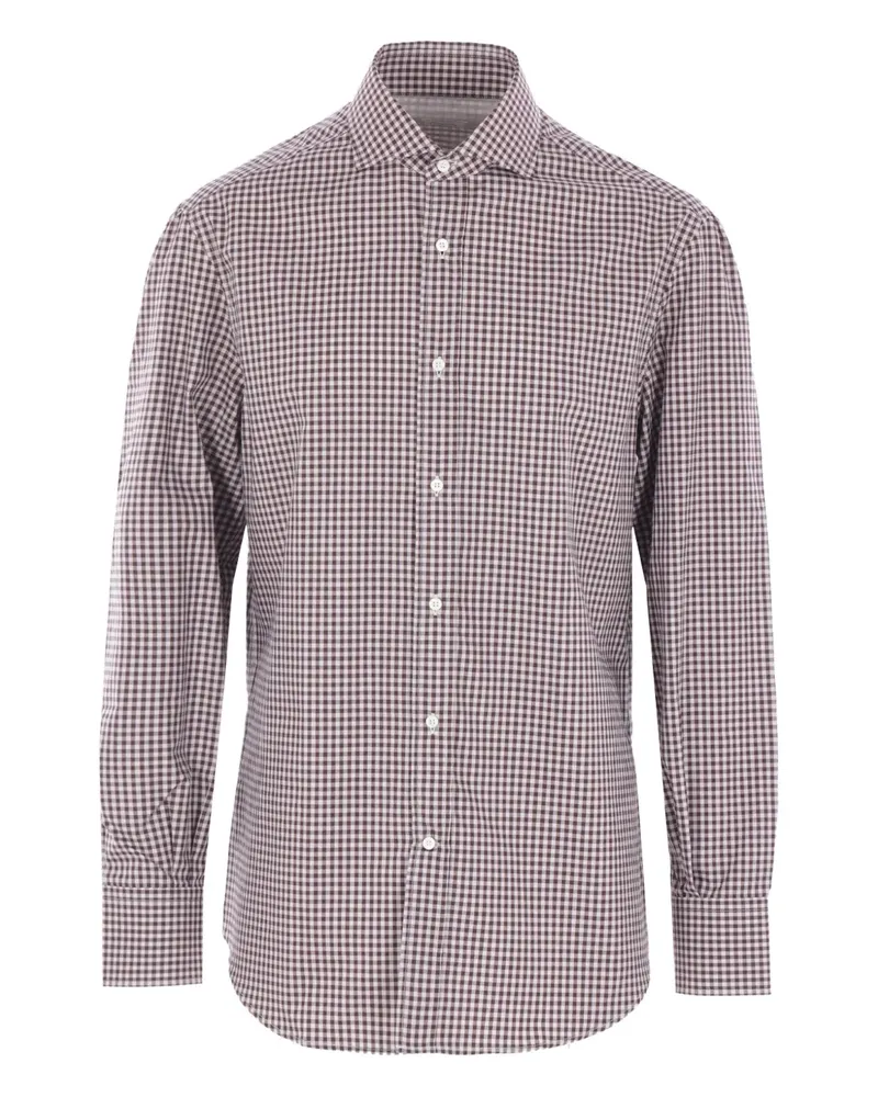 Brunello Cucinelli check-pattern cotton shirt - Rot Rot