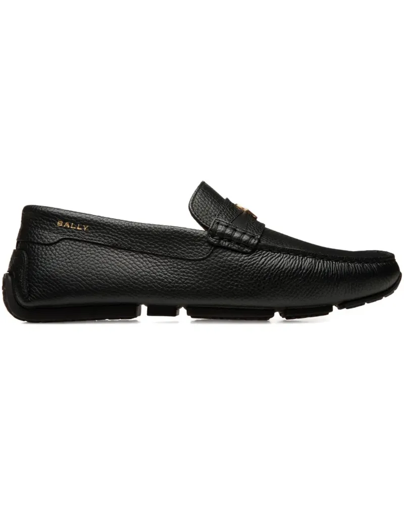 Bally Pilot Driver Loafer aus strukturiertem Leder - Schwarz Schwarz