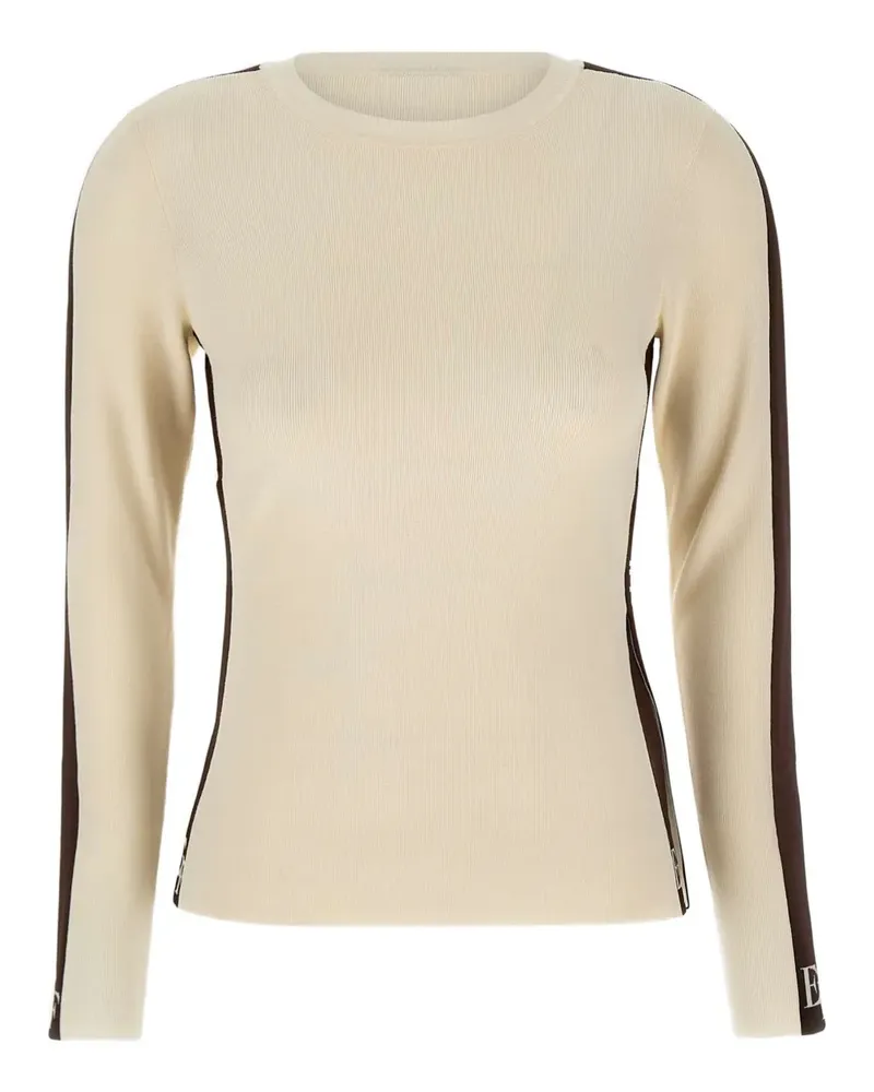 Elisabetta Franchi ribbed side-stripe sweater - Nude Nude