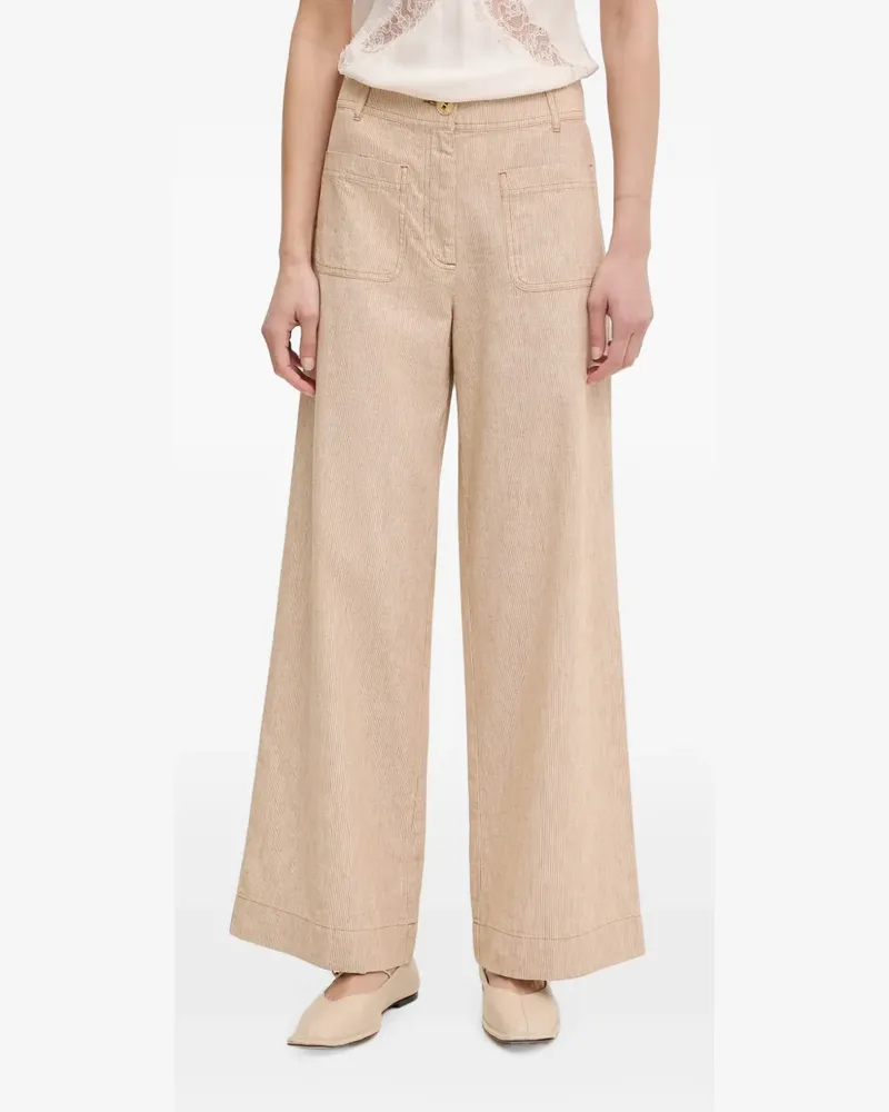 Sessùn Manhatti striped wide-leg trousers - Nude Nude