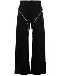 Thierry Mugler Wide-Leg-Jeans mit hohem Bund Schwarz