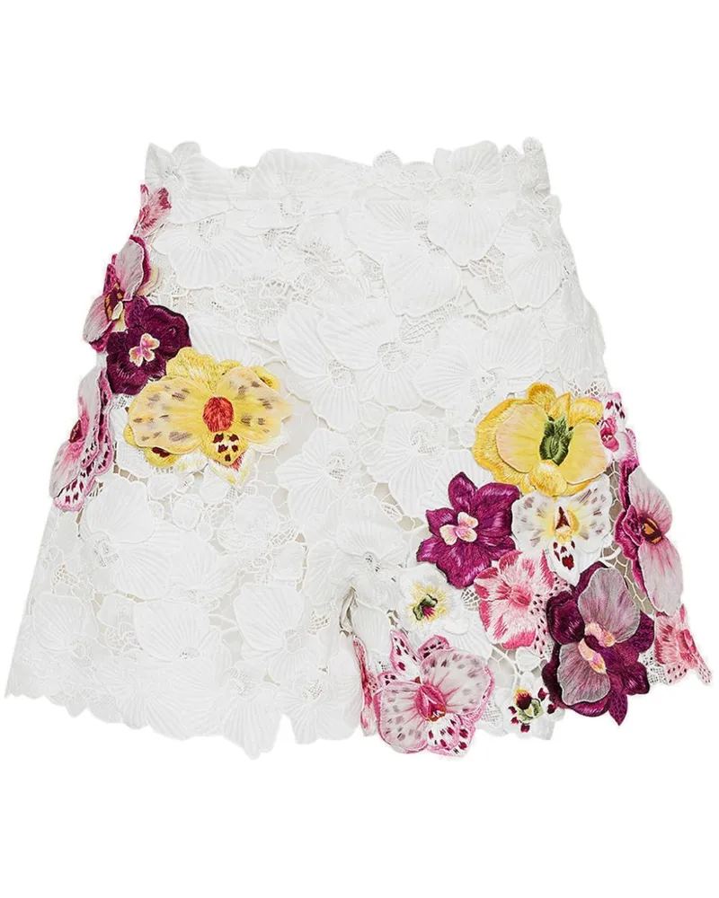 Oscar de la Renta Bestickte Orchid Guipure-Shorts - Weiß Weiß