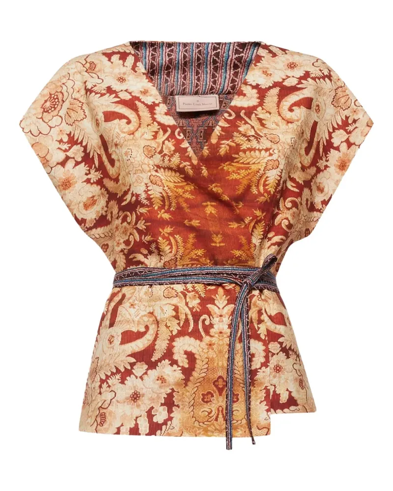 Pierre-Louis Mascia floral-pattern V-neck top - Rot Rot