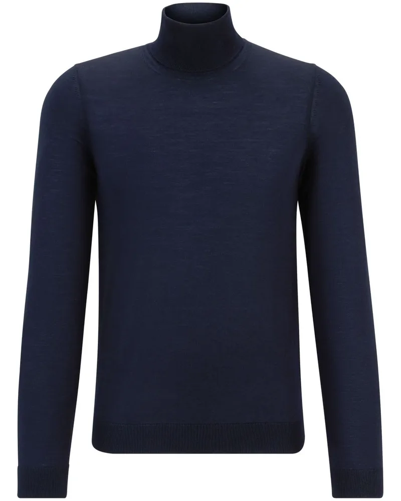 HUGO BOSS Gestrickter Rollkragenpullover - Blau Blau