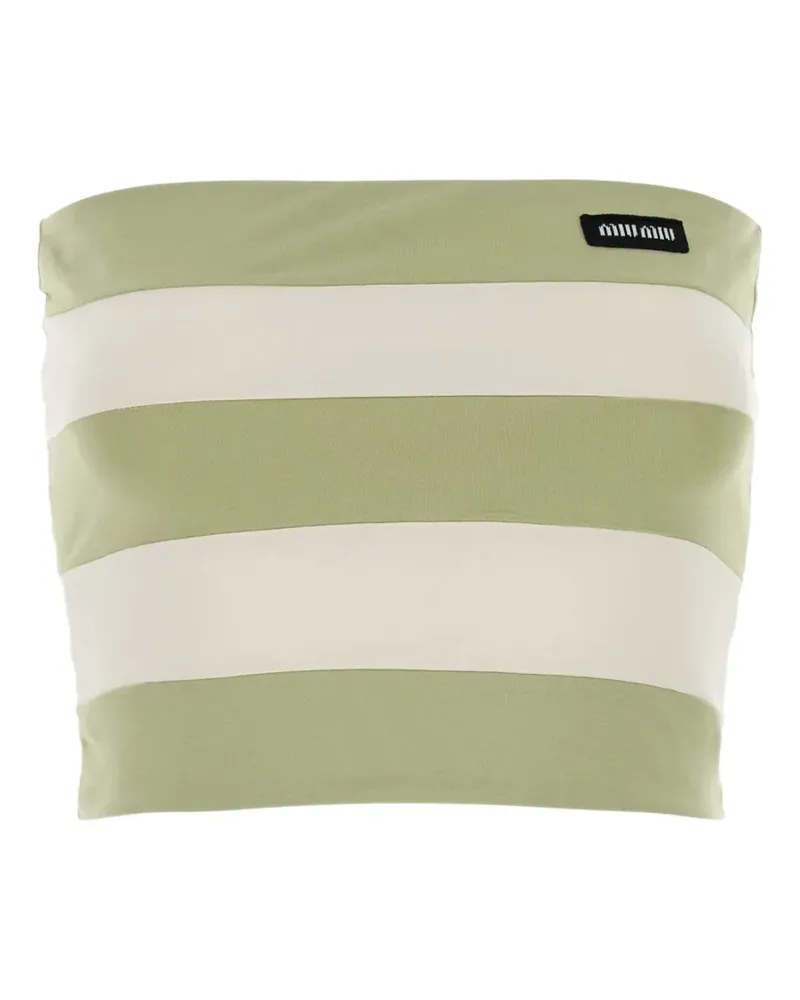 Miu Miu striped logo-patch tube top - Grün Grün