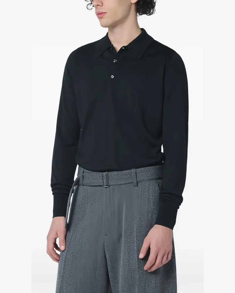 John Smedley Belper long-sleeve polo shirt - Schwarz Schwarz