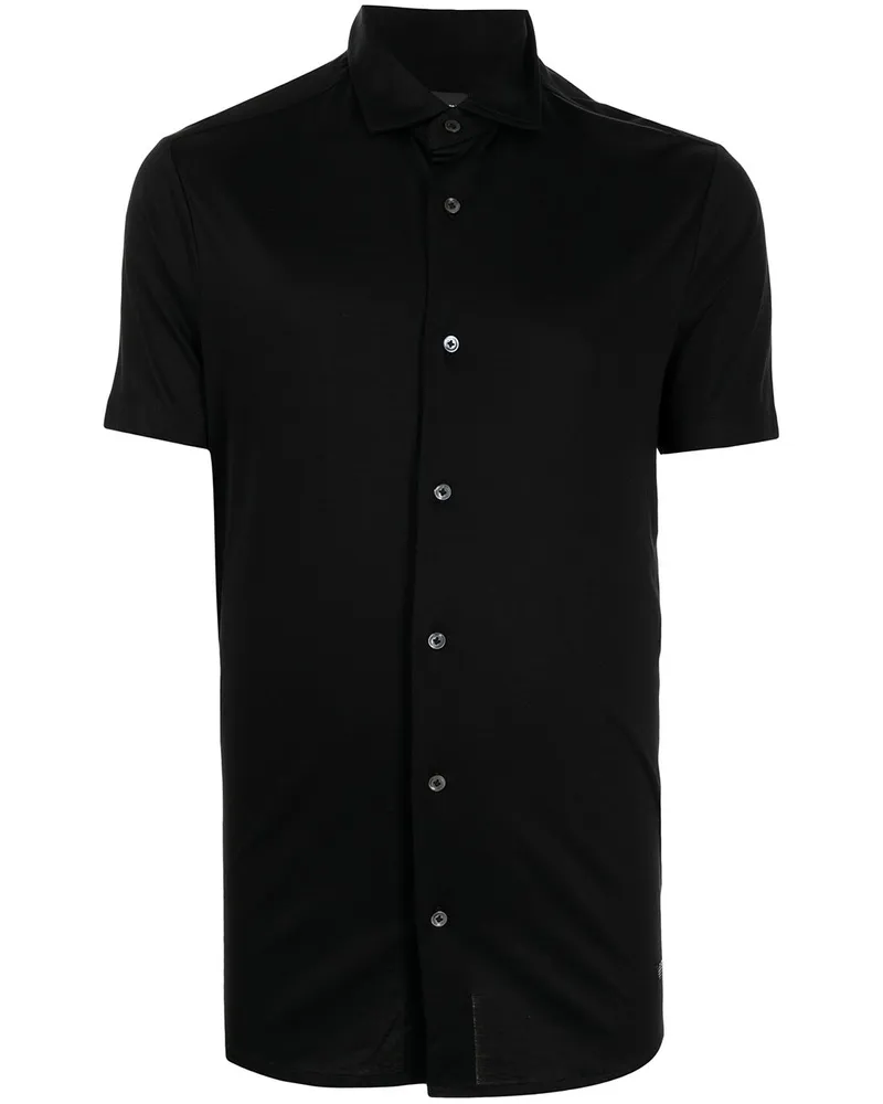 Emporio Armani Hemd mit Logo-Schild - Schwarz Schwarz