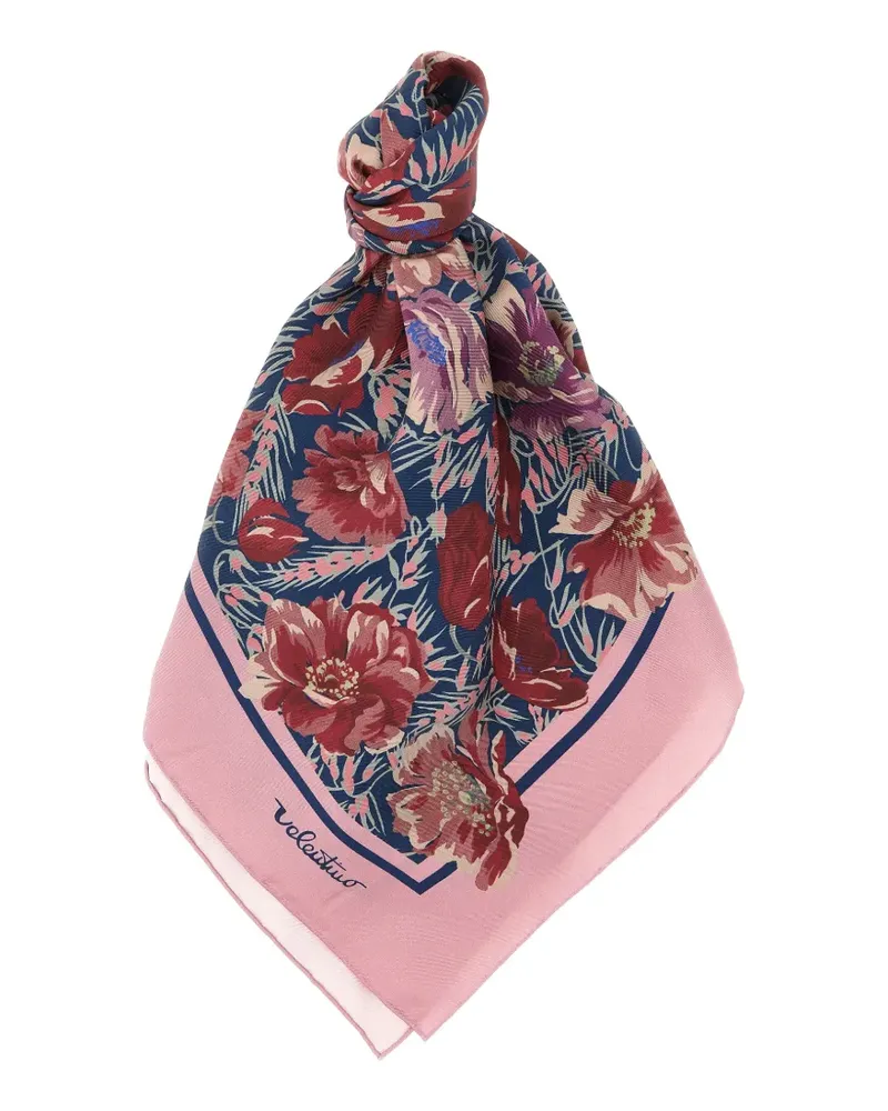 Valentino Garavani poppies print silk scarf - Blau Blau