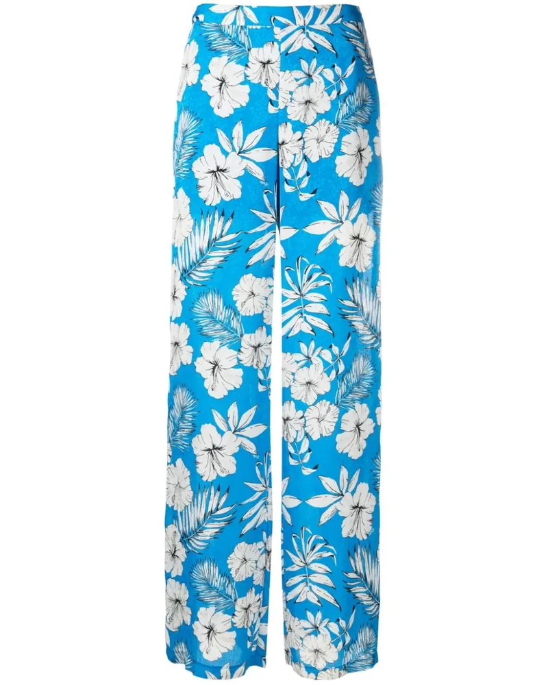 Pinko Weite Hose mit Blumen-Print - Blau Blau