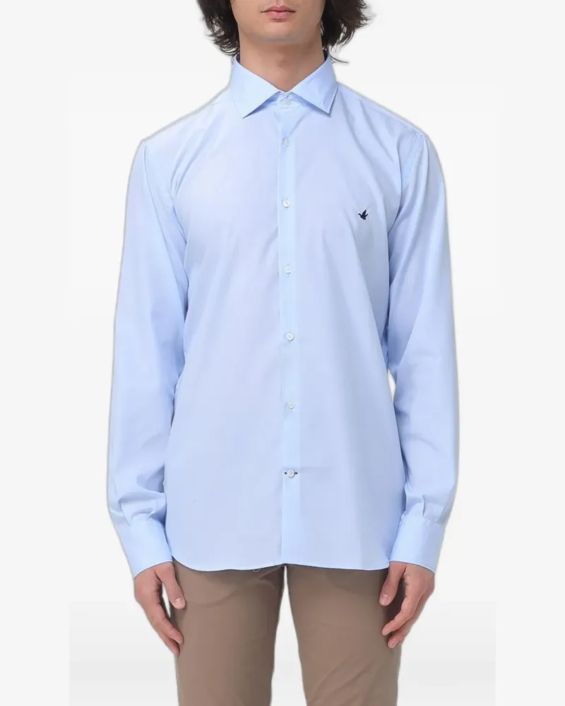 Brooksfield embroidered-logo poplin shirt - Blau Blau