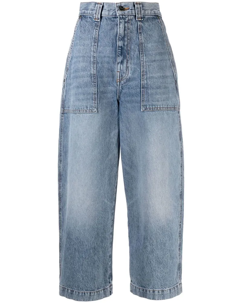 KHAITE Hoch geschnittene Cropped-Jeans Blau